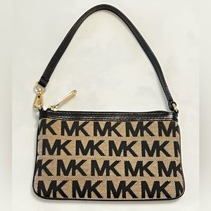 Michael Kors 4 1/2”x7” black beige wristlet